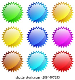 Starburst, sunburst price tag, label. Empty, blank price flash for promotion, marketing, sales concepts