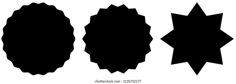 Starburst, sunburst price tag, label icon with blank, empty space. Price flash button, pin shape