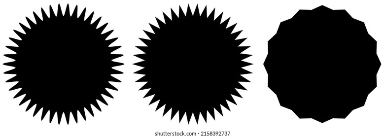 Starburst, sunburst price tag, label icon with blank, empty space. Price flash button, pin shape