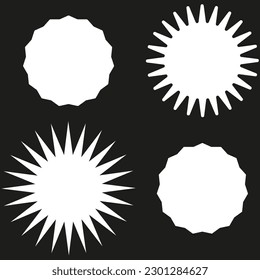 Starburst, sunburst price tag, label icon with blank, empty space. Price flash button, pin shape. Vector illustration.