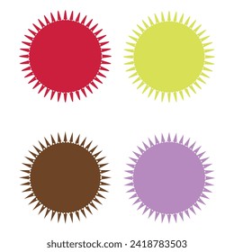 Starburst, sunburst price tag, label icon with blank, empty space. Price flash button, pin shape. Vector illustrator. EPS file 142.