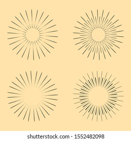 starburst and sunburst radial effect set. vector illustration