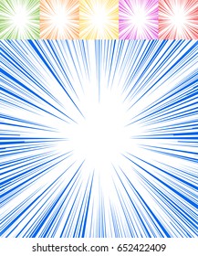 Starburst, sunburst, rays of light element. Circular, radial lines pattern as glimmer, glitter, gleam, spotlight effect