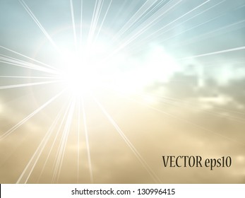 Starburst - sunburst - vintage sky background - abstract retro clouds