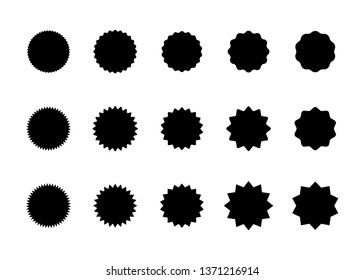 Starburst vector badges set. Isolated, on white background.