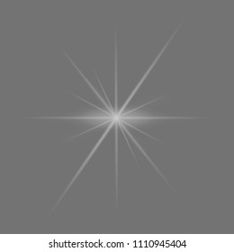 Starburst vector glow effect, radial light rays. Isolated on grey background