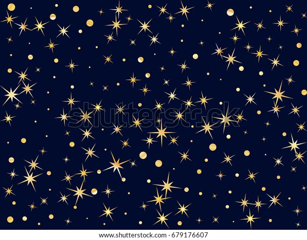 Étoiles-fond bleu marine or avec imprimé étoiles et Ligne Détail-Lucky Stars