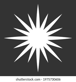 Starburst vector graphic. Sun and star burst icon. Abstract detonation and explosion icon. Cartoon style firework flash logo. Spark beam symbol. Explosive bomb blast flare sign.