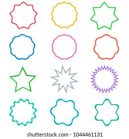 Starburst vector icons. Isolated set of sunburst badge.