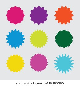 starburst vector set, sunburst badges. Vintage labels. Starburst sale sticker. Different starburst, Colored stickers. Sunburst price tags