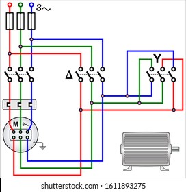 Star-delta connection of a three phase Induction Motor 