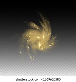 Nube de polvo de estruendo, ciénaga, pulverizador, pulverizador con estrella y partículas de polvo sobre fondo transparente. Ilustración vectorial realista