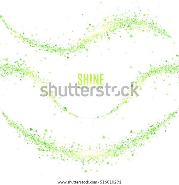 Stardust Collection. Green Glitter Wave Set.\
Green Sparkles Abstract Background. Magic Fairy Dust. Glamour\
Design. Vector\
illustration