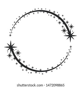 Stardust frame. Shiny star circle frame, starry glitter stamp and round magic twinkle stars trace. Shine stardust swirl, shining glowing halo for party decor. Isolated vector symbol