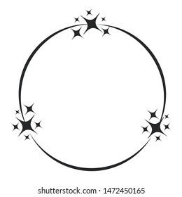Stardust frame. Shiny star circle frame, starry glitter stamp and round magic twinkle stars trace. Shine stardust swirl, shining glowing halo for party decor. Isolated vector symbol