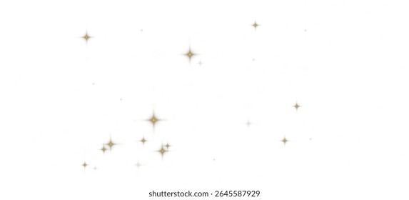 Stardust e Partículas de Ouro PNG .Efeito Estrela Espumante com Poeira Cósmica, Pó de Ouro Brilhante e Magia de Luz para Design Abstrato em Fundo Transparente