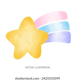 Stardust with Rainbow Tail Watercolor Illustration Vector