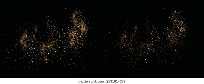 Stardust efecto de luz realista brillo de oro. fondo de brillo de oro de Vector de lujo