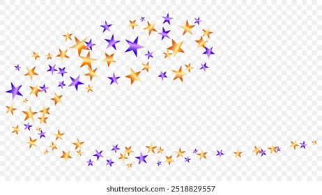 stardust scatter orange and purple color. confetti shiny swirl isolated on transparent background. magic