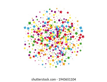 Stardust Square Decoration. Blue Circle Illustration. Banner Confetti Background. Orange Carnival Star.