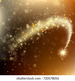 Stardust trail, sparkling comet on bokeh background. And also includes EPS 10 vector