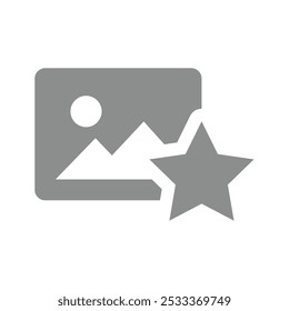 Stared favorite photo or image vector icon. Picture and star glyph symbol.