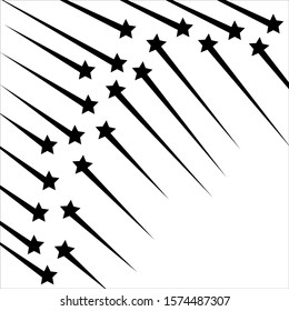 Starfall. Black stars on a white background.