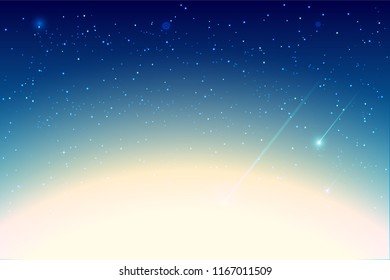 Starfall blue night sky with star vector background. Abstract illustration