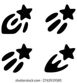 Starfall flat icon set collection isolated on plain white background