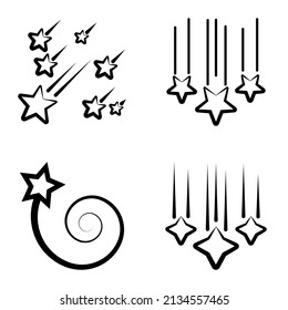 Starfall Flat Icon Set Isolated On White Background