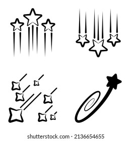 Starfall Flat Icon Set Isolated On White Background