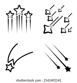 Starfall Flat Icon Set Isolated On White Background