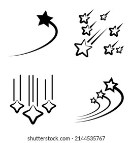 Starfall Flat Icon Set Isolated On White Background