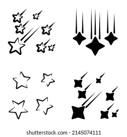 Starfall Flat Icon Set Isolated On White Background