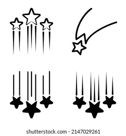 Starfall Flat Icon Set Isolated On White Background