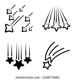 Starfall Flat Icon Set Isolated On White Background