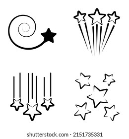 Starfall Flat Icon Set Isolated On White Background