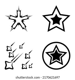 Starfall Flat Icon Set Isolated On White Background