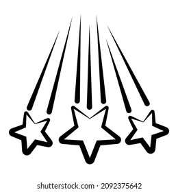 Starfall-Nacht-Flat-Symbol einzeln auf weißem Hintergrund