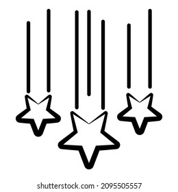 Starfall Night Flat Icon Isolated On White Background