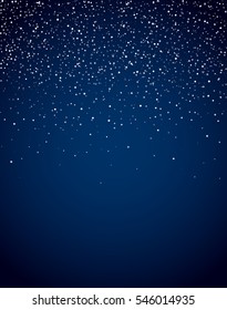 Starfield glowing stars on blue sky vector background.