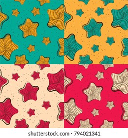 starfish abstract seamless textures set, vintage vector illustration, eps 10 vector