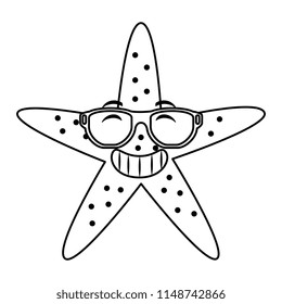 starfish animal beach with sunglasses