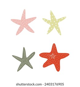 Starfish. Atlantic star. Marine Animal Vector illustration on white background.