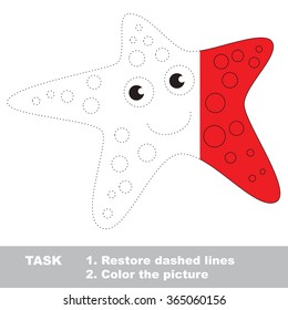 Starfish to be colored. Vector trace game. 
