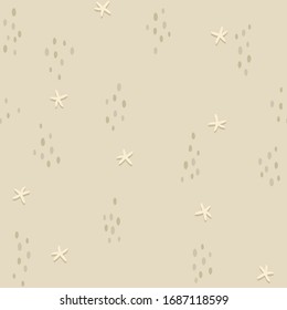 Starfish Beach Seamless Tile pattern.  Pattern with Monochrome Sand colors.