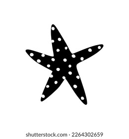 Starfish. Black silhouette. Atlantic star. Marine Animal Vector illustration on white background.