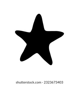 Starfish. Black silhouette. Atlantic star. Marine Animal Vector illustration on white background.