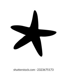 Starfish. Schwarze Silhouette. Atlantischer Stern. Marine Animal Vector Illustration auf weißem Hintergrund.