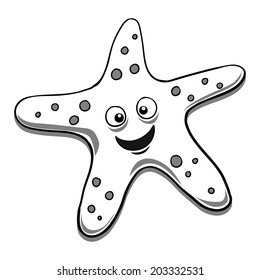 Starfish black and white vector illustration